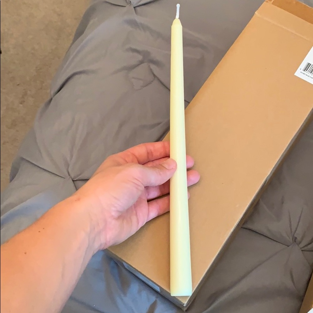 Ivory taper candle sticks.